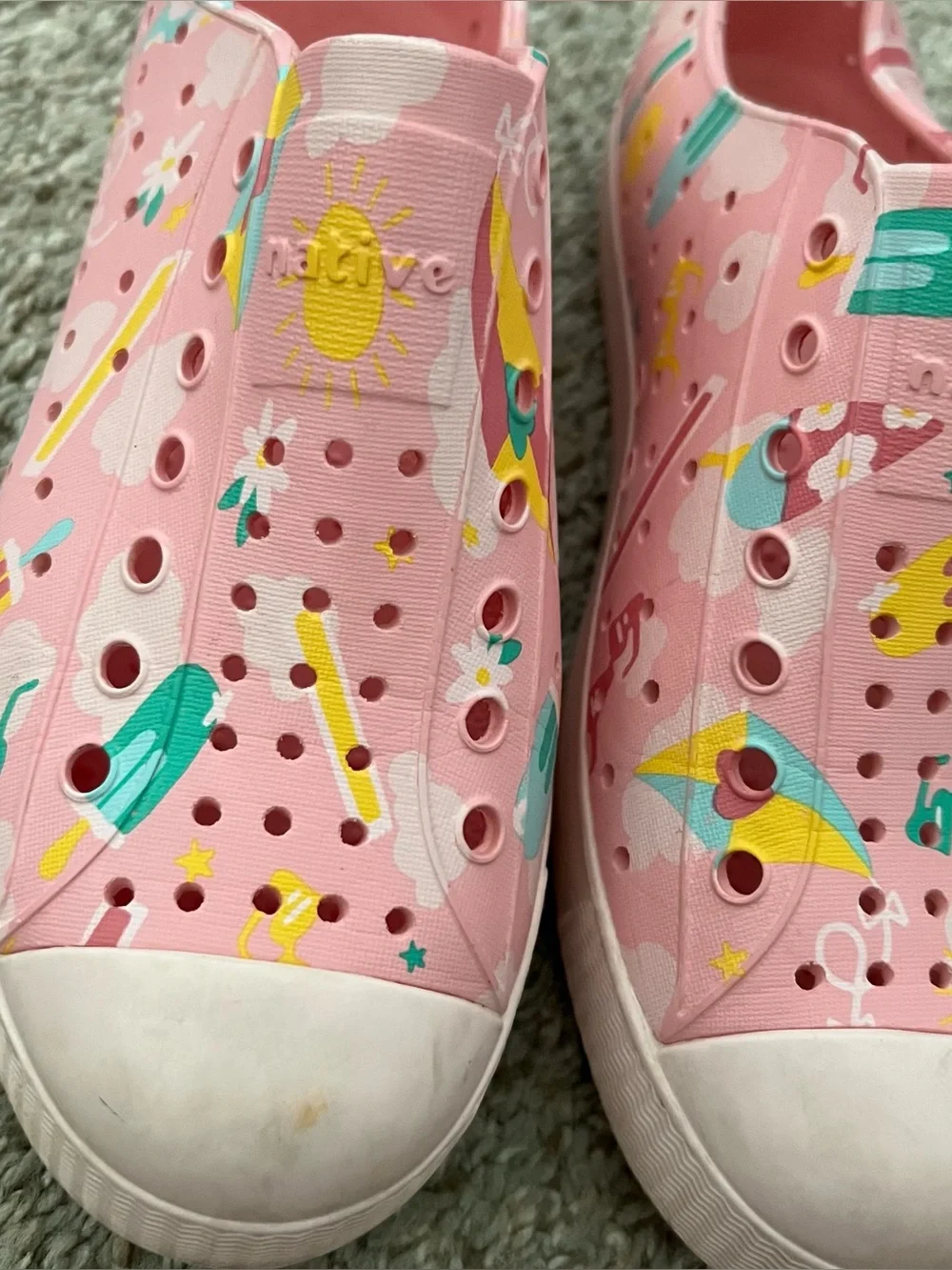 Native Kids Pink Beach-Print Slip-On Water Shoes Size 2